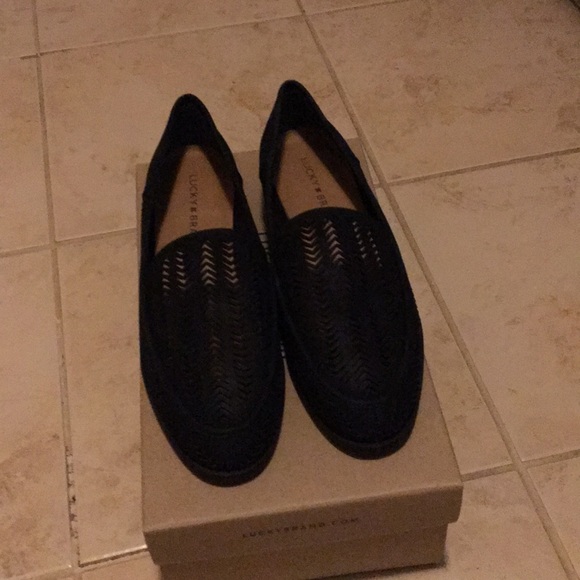 Lucky Brand Black Leather Loaders - Picture 1 of 8